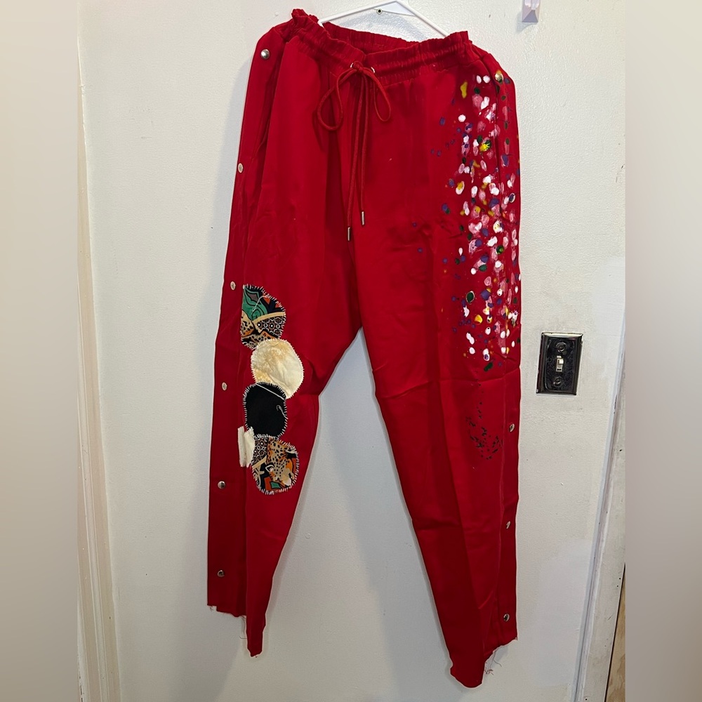Costumes Red pants with paints on it , BoohooMAN red pants